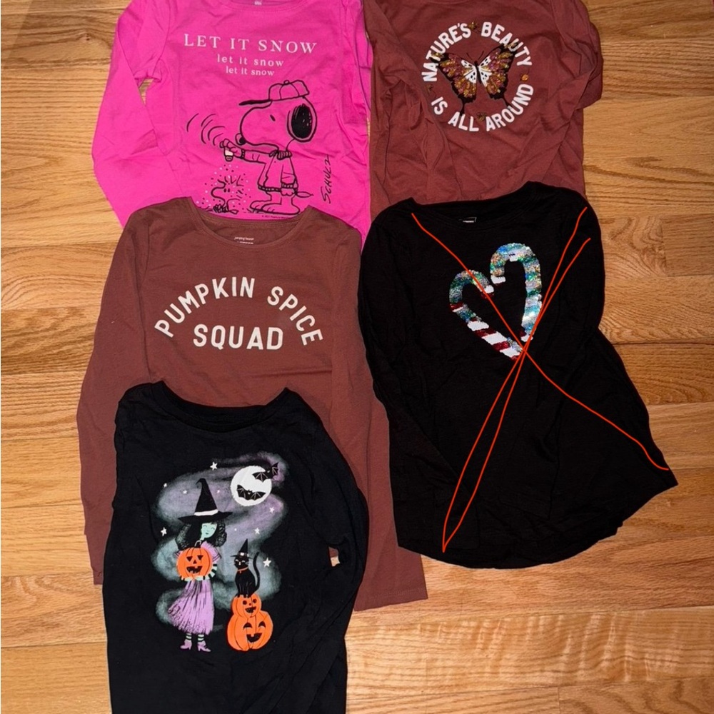 Girls size 7 long sleeve shirt bundle (4)